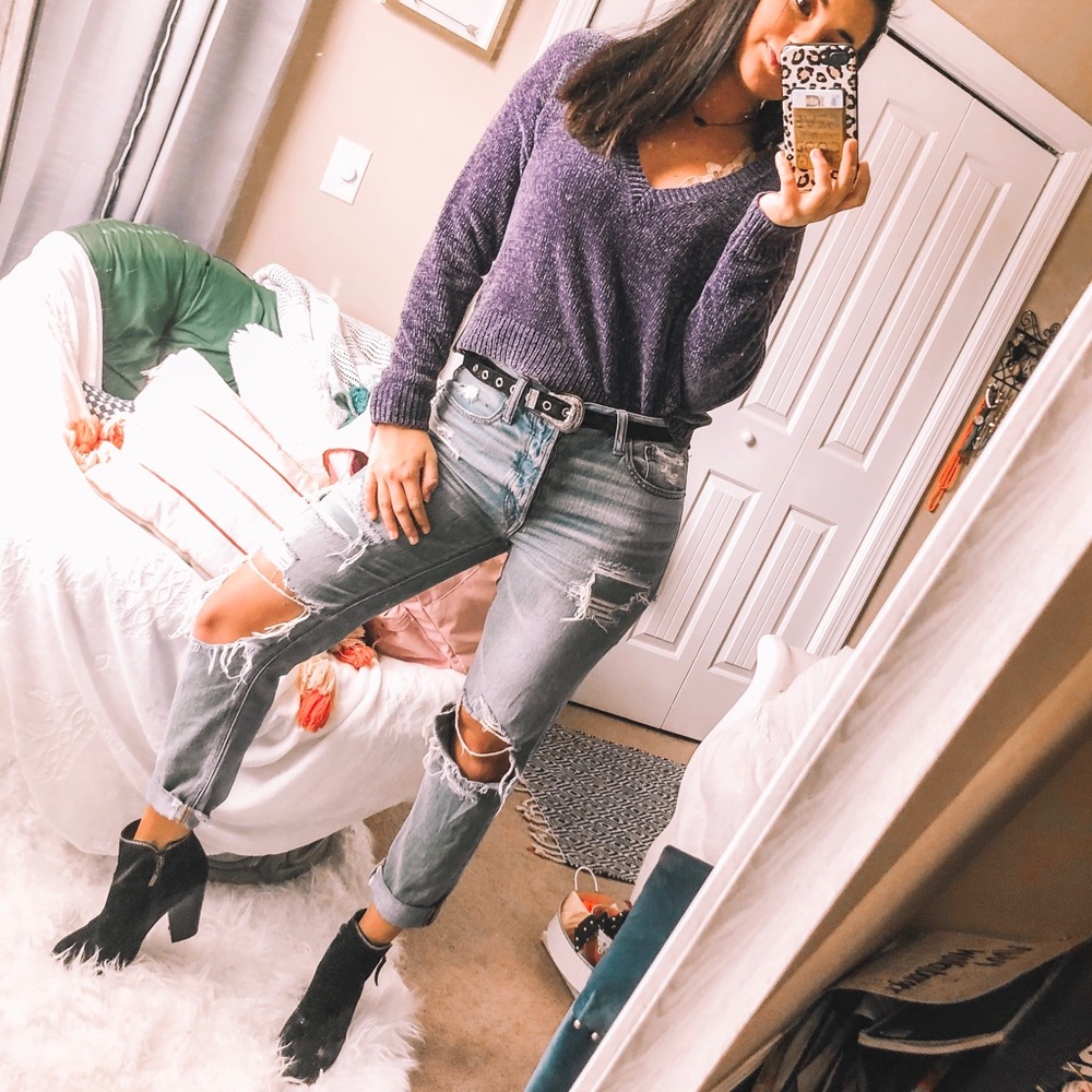 Purple cropped sweater